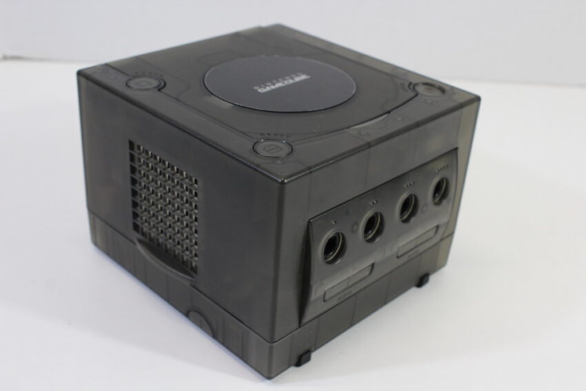 Nintendo GameCube Console & AC Adapter AV Cable Clear Translucent Black DOL-001 GC Play US Region Games White LED (A)