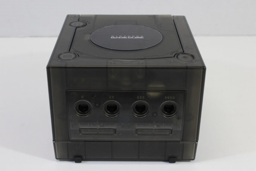 Nintendo GameCube Console & AC Adapter AV Cable Clear Translucent Black DOL-001 GC Play US Region Games White LED (A)
