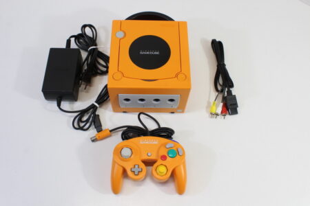 Nintendo GameCube Spice Orange Console & Controller AC Adapter AV Cable GC Play US Region Games (B)