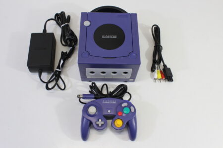 Nintendo GameCube Indigo Purple Console & Controller AC Adapter AV Cable GC Play US Region Games (B)