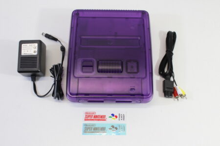 Super Famicom Console Transparent Clear Purple AC AV NTSC REGION FREE Slow RGB LED (B Crack on the bottom) Super Nintendo SNES Super Famicom SFC
