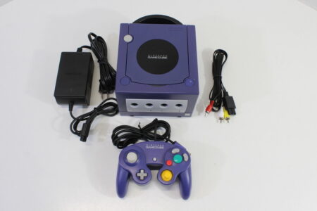 Nintendo GameCube Indigo Purple Console & Controller AC Adapter AV Cable GC Play US Region Games (B)