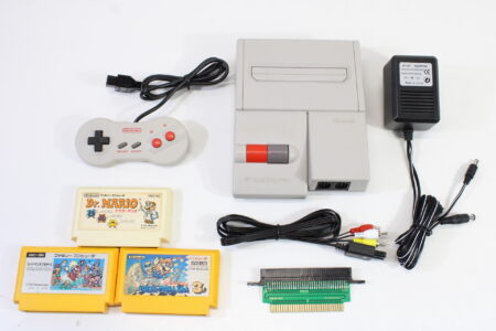 AV Famicom Console "New Famicom" Controller x1 Super Mario Bros 1 3 Dr. Mario AC Adapter AV Cable & NES Pin Converter (B) Nintendo Famicom FC