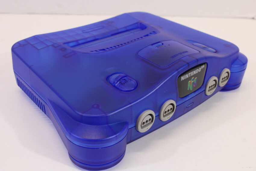 Nintendo 64 Clear Blue Console Super Smash Bros Goemon Famista Baseball Controller ACAV White LED Mod NTSC REGION FREE (A) N64