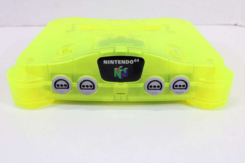 Nintendo 64 Clear Yellow Console Super Mario 64 Baku Bomberman King of Pro Baseball Controller ACAV White LED Mod NTSC REGION FREE (A) N64