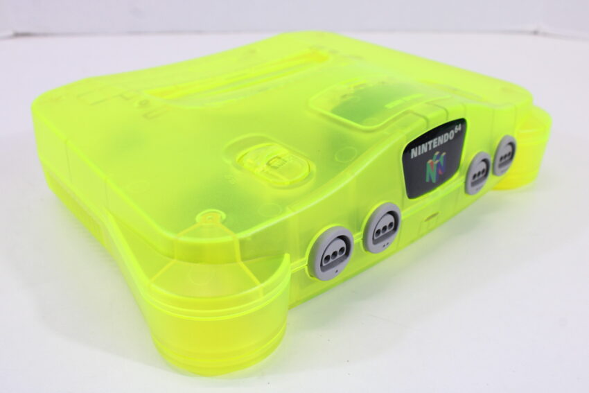 Nintendo 64 Clear Yellow Console Super Smash Bros Goemon Famista Baseball Controller ACAV White LED Mod NTSC REGION FREE (A) N64