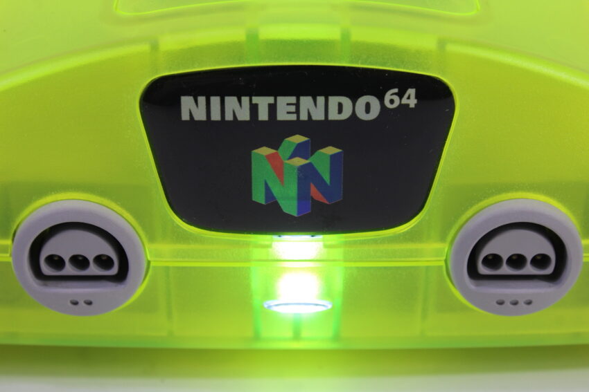 Nintendo 64 Clear Yellow Console Super Smash Bros Goemon Famista Baseball Controller ACAV White LED Mod NTSC REGION FREE (A) N64