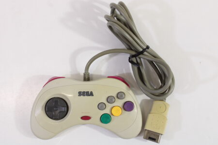 Official Sega Saturn White Controller HSS-0101 Purple C Button Discolored OEM SS (B)