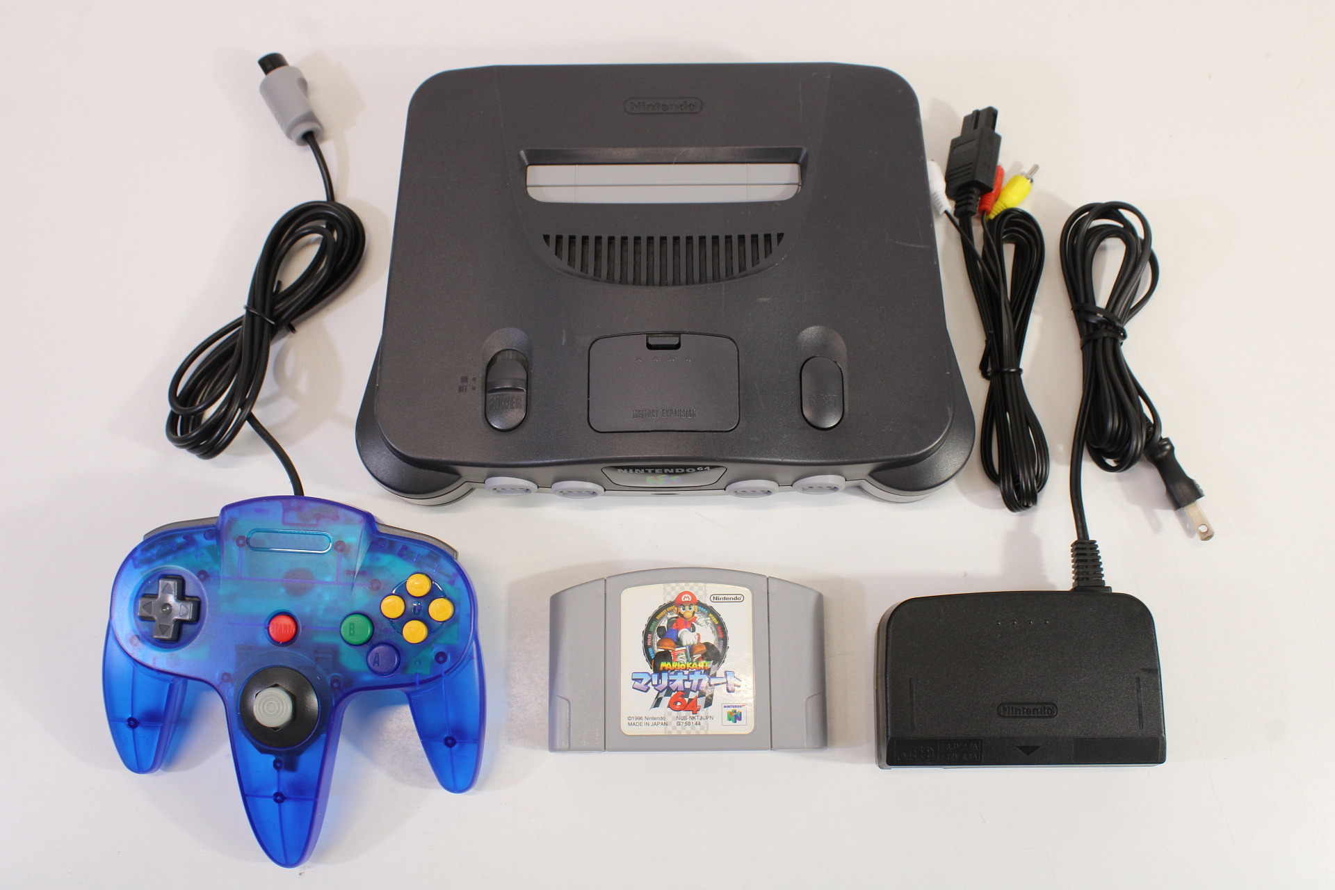 Nintendo 64 Charcoal Grey Black Console Controller Mario Kart Bundle AV AC  REGION FREE (B) Nintendo 64 N64