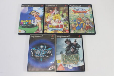 Lot of 5 Dragon Quest VIII 8 Star Ocean Medal of Honor Frontline Minna no Golf 4 Dragon Ball Z Sparking CIB (B) SONY PlayStation 2 PS2