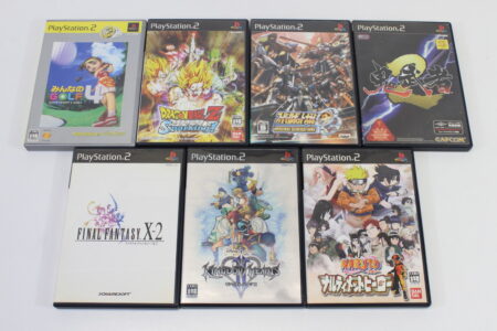 Lot of 7 Kingdom Hearts II 2 Naruto Dragon Ball Z Sparking Super Robot Wars OG Onimusha 2 Minna no Golf 4 Final Fantasy X-2 CIB (B) PS2