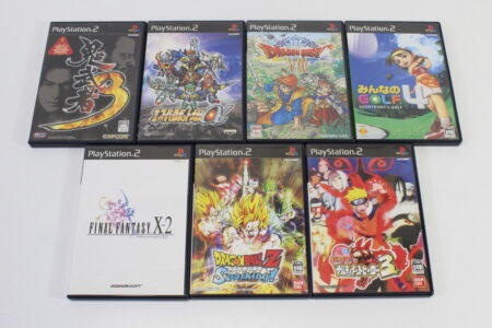 Lot of 7 Naruto 3 Dragon Ball Z Sparking Super Robot Wars 2 Alpha Onimusha 3 Minna no Golf 4 Final Fantasy X-2 Dragon Quest VIII 8 CIB (B) PS2