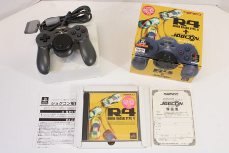 Boxed Namco JogCon Racing Controller NPC-105 With Ridge Racer Type 4 Playstation PS1 (B)