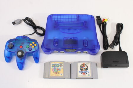 Nintendo 64 Clear Blue Transparent Console Mario Kart 64 Yoshi's Story Controller ACAV White LED Mod NTSC REGION FREE (A) N64