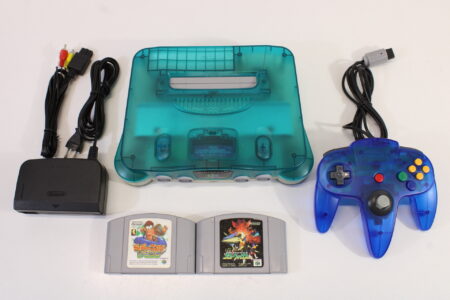 Nintendo 64 Toys R Us Limited Clear Blue x Clear Console Diddy Kong Racing Starfox 64 Controller & AC AV NTSC REGION FREE N64 (B)
