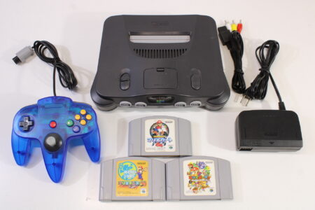 Nintendo 64 Charcoal Grey Black Console Controller Mario Kart 64 Mario Tennis Mario Party Bundle AV AC REGION FREE (B) Nintendo 64 N64