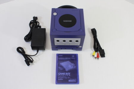 Nintendo GameCube Indigo Purple Console DOL-001 W/ US/JPN Region Switch Gameboy Player W/ Start Up disc AV Cable AC Adapter GC Play US & Japan Region Games (A)