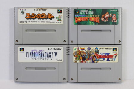 Lot of 4 Final Fantasy V 5 Dragon Quest IV 6 Donkey Kong Country Yoshi's Cookie (B) Nintendo Super Famicom SFC