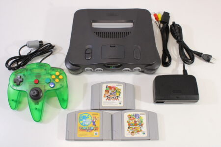 Nintendo 64 Charcoal Grey Black Console Controller Super Smash Bros Mario Tennis Mario Party Bundle AV AC REGION FREE (B) Nintendo 64 N64