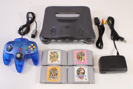 Nintendo 64 Charcoal Grey Black Console Controller Mario Kart 64 Mario Party 1 2 3 Bundle AV AC REGION FREE (B) Nintendo 64 N64