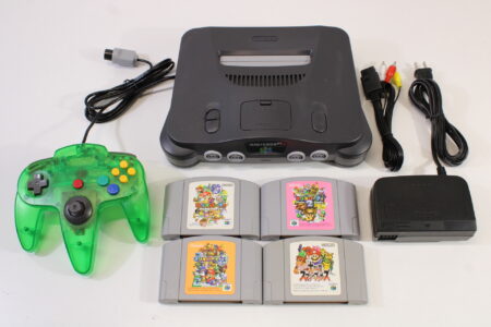Nintendo 64 Charcoal Grey Black Console Controller Smash Bros Mario Party 1 2 3 Bundle AV AC REGION FREE (B) Nintendo 64 N64