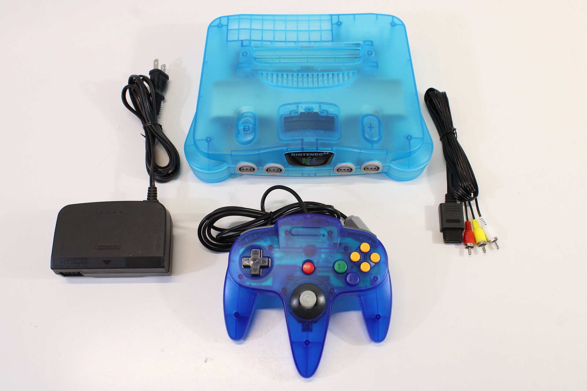 Nintendo 64 Clear Ice Blue Transparent Console White LED Mod NTSC