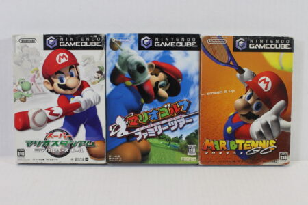 Lot of 3 Mario Golf Family Tour & Tennis & Super Mario Stadium Miracle Baseball CIB (B) Nintendo GameCube GC