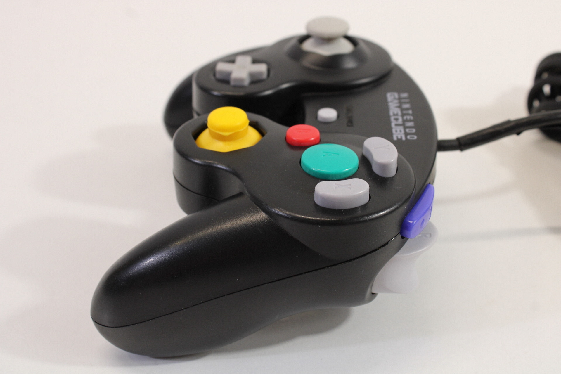 Official Nintendo Gamecube Controller Jet Black Cord Damage GC (D)