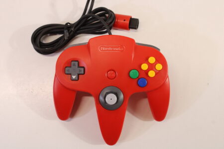 Official Nintendo 64 Red Controller 8/10 Tight Stick TESTED Crack in Plug (C) N64