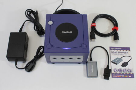 Nintendo GameCube Console Indigo Purple DOL-001 & AC & 720P S-Video to HDMI Adapter Play US Region Games Purple LED (A)
