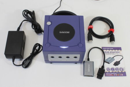 Nintendo GameCube Console Indigo Purple DOL-001 & AC & 720P S-Video to HDMI Adapter Play US Region Games White LED (A)