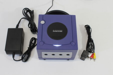 Nintendo GameCube Console Indigo Purple DOL-001 & AC Adapter AV Cable GC Play US Region Games White LED (A)