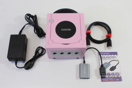 Nintendo GameCube Console Pastel Pink DOL-001 & AC & 720P S-Video to HDMI Adapter Play US Region Games White LED (A)