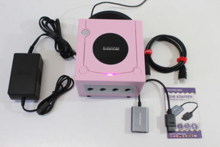 Nintendo GameCube Console Pastel Pink DOL-001 & AC & 720P S-Video to HDMI Adapter Play US Region Games Pink LED (A)