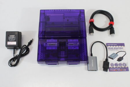 Super Nintendo Console Transparent Clear Purple AC S-Video to HDMI Adapter Super Famicom Conversion NTSC REGION FREE MOD (A) Super Nintendo SNES Super Famicom SFC