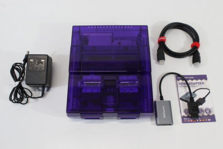 Super Nintendo Console Transparent Clear Purple AC S-Video to HDMI Adapter Super Famicom Conversion NTSC REGION FREE MOD (A) Super Nintendo SNES Super Famicom SFC