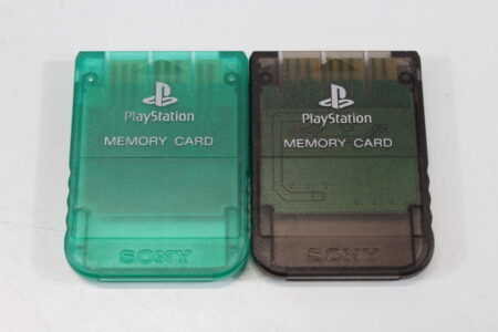 Lot of 2 Official SONY PlayStation 1 OEM Memory Card SCPH-1020 Clear Green Teal Smoke Black for PS1 Console (B) SONY PlayStation 1 PS1