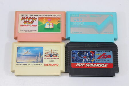 Lot of 4 Binary Land Golf Hydlide Special Mobile Suit Z Gundam Hot Scramble (B) Nintendo Famicom FC