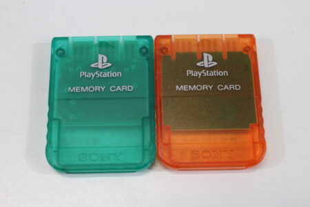 Lot of 2 Official SONY PlayStation 1 OEM Memory Card SCPH-1020 Clear Orange Teal for PS1 Console (B) SONY PlayStation 1 PS1