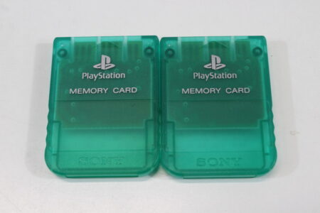 Lot of 2 Official SONY PlayStation 1 OEM Memory Card SCPH-1020 Clear Green Teal for PS1 Console (B) SONY PlayStation 1 PS1