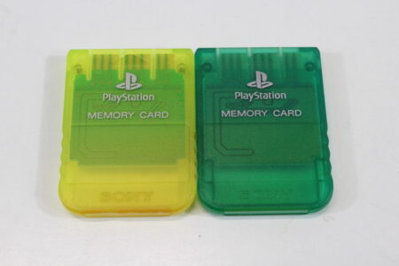 Lot of 2 Official SONY PlayStation 1 OEM Memory Card SCPH-1020 Clear Green Teal Yellow for PS1 Console (B) SONY PlayStation 1 PS1
