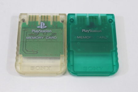 Lot of 2 Official SONY PlayStation 1 OEM Memory Card SCPH-1020 Clear Green Teal for PS1 Console (B) SONY PlayStation 1 PS1