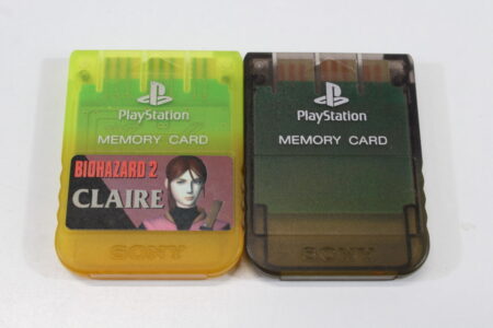 Lot of 2 Official SONY PlayStation 1 OEM Memory Card SCPH-1020 Clear Black Smoke Yellow for PS1 Console (B) SONY PlayStation 1 PS1