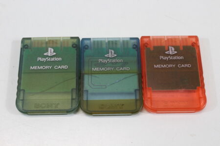 Lot of 3 Official SONY PlayStation 1 OEM Memory Card SCPH-1020 Clear Pink Blue for PS1 Console (C Discolored Cosmetic Damage) SONY PlayStation 1 PS1