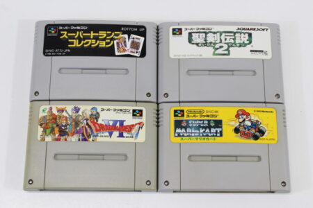 Lot of 4 Super Mario Kart Seiken Densetsu 2 Trump Collection Dragon Quest VI 6 (B) Nintendo Super Famicom SFC