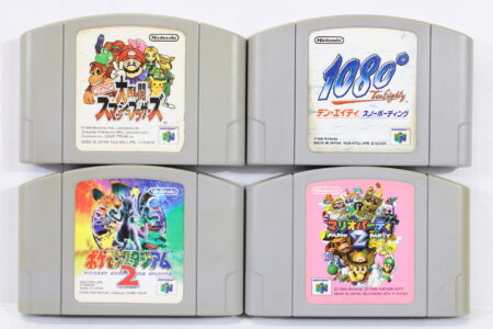 Lot of 4 Super Smash Bros, 1080 Snowboard, Mario Party 2, Pokemon Stadium 2 (C) Nintendo 64 N64