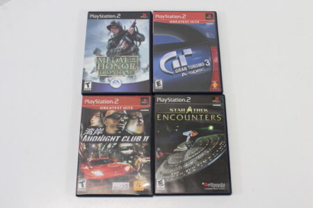 Lot of 4 Midnight Club II Gran Turismo 3 A-Spec Star Trek Encounters Medal of Honor Frontline (B) SONY PlayStation 2 PS2 US Version