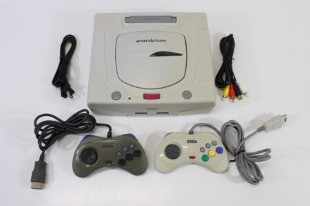 SEGA Saturn White Console Controller x2 AC AV Cables HST-3220 (C) SEGA SATURN SS