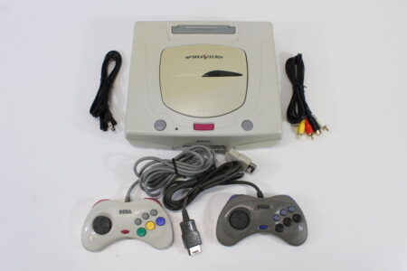 SEGA Saturn White Console Controller x2 AC AV Cables HST-3220 (C) SEGA SATURN SS