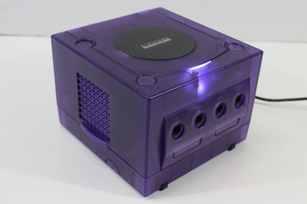 Nintendo GameCube Clear Purple Console & Controller AC Adapter AV Cable Memory Card GC Play US Region Games (B)